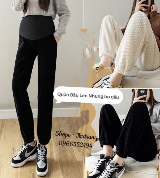 Quần Bầu Len Nhung bo gấu mùa đông loại 1