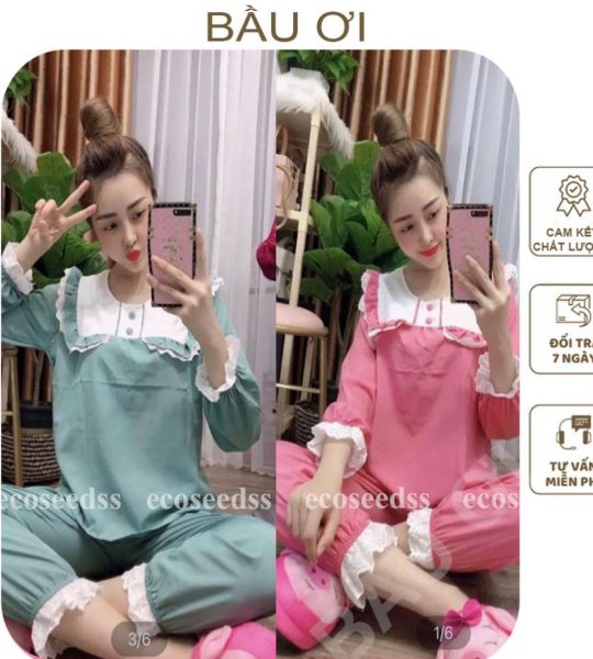 BỘ QUẦN ÁO BẦU DÀI TAY MẶC NHÀ TRƯỚC VÀ SAU SINH